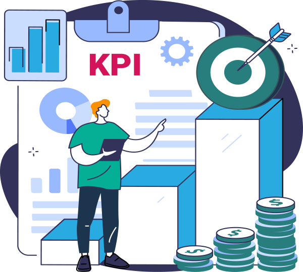 A dental marketer reviewing KPI charts